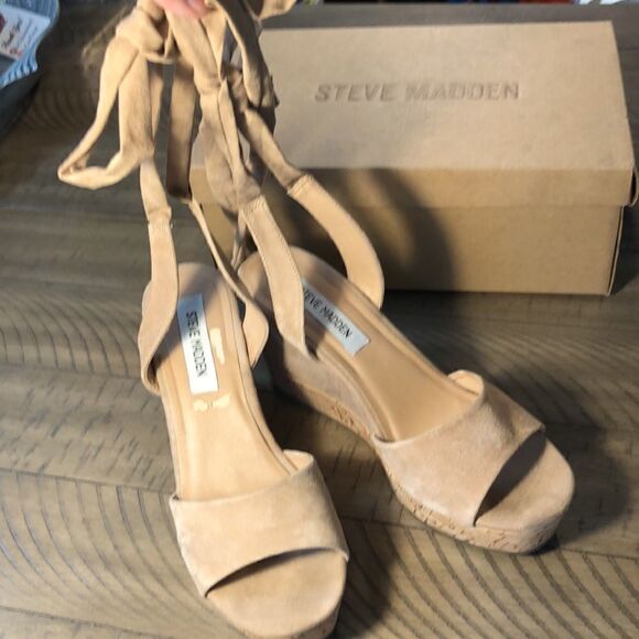 Steve Madden Cork Platform Tieups for summerâand vacation Comfy & Sturdy InâBox - Picture 3 of 17